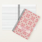 Carnet Nom Texte Rose Moderne Floral Chic Joli Fille (À l'intérieur)