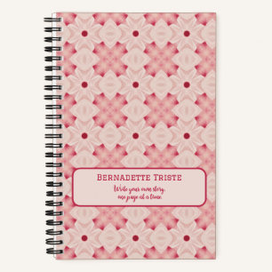 Carnet Nom Texte Rose Moderne Floral Chic Joli Fille