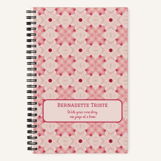 Carnet Nom Texte Rose Moderne Floral Chic Joli Fille (Recto)