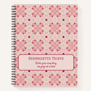 Carnet Nom Texte Rose Moderne Floral Chic Joli Fille