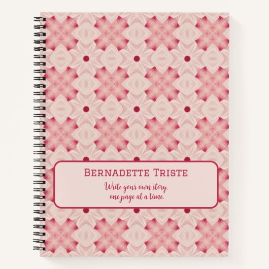 Carnet Nom Texte Rose Moderne Floral Chic Joli Fille (Devant)