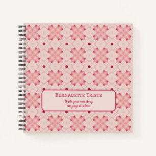 Carnet Nom Texte Rose Moderne Floral Chic Joli Fille