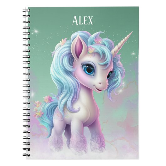 Carnet Nom Unicorne personnalisé (Devant)