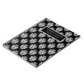 Carnet Nom unique Black Blanc Floral Damask Custom (Côté gauche)