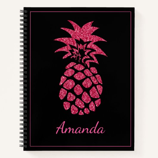 Carnet Nom unique forme rose Parties scintillant noir ana (Devant)