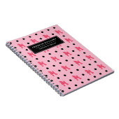 Carnet Nom unique Girly rose Black Poodles Motif (Côté Droit)