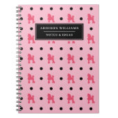 Carnet Nom unique Girly rose Black Poodles Motif (Devant)