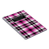 Carnet Nom unique Hot Rose Black Plaid Motif (Côté Droit)