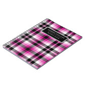 Carnet Nom unique Hot Rose Black Plaid Motif (Côté gauche)