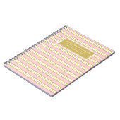 Carnet Nom unique Pink Gold Stripe Motif Customisé (Côté gauche)