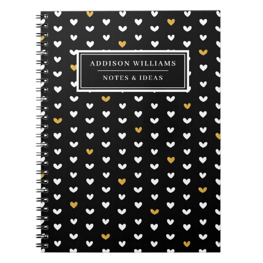 Carnet Nom unique Valentine's Day Gold Heart Motif (Devant)