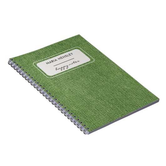 Carnet Nom, Vert Olive tendance Denim Imprimer Spirale (Côté Droit)