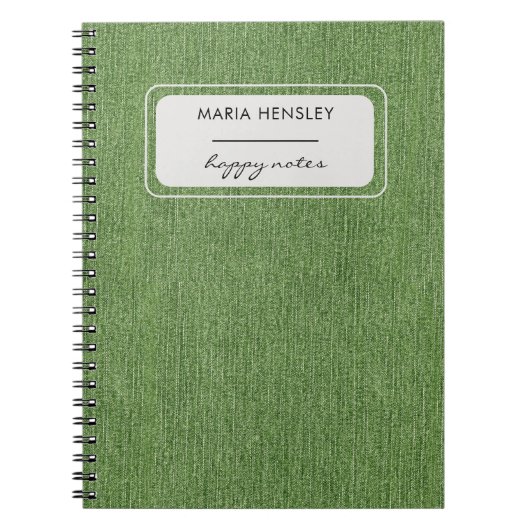 Carnet Nom, Vert Olive tendance Denim Imprimer Spirale (Devant)