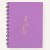 Carnet Nom vertical tendance dans Script Gold, Lavande (Devant)