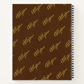 Carnet Nom vertical tendance en Gold Script, Chocolat (Dos)