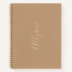 Carnet Nom vertical tendance en Tan Script, Café