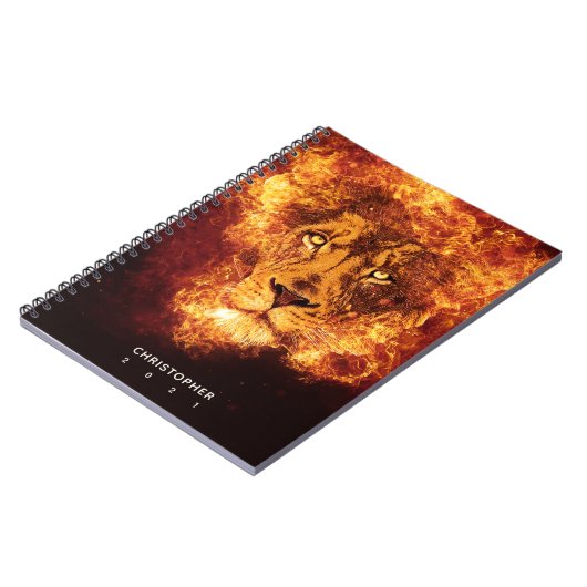 Carnet Nom visage du lion flamboyant Année (Côté gauche)