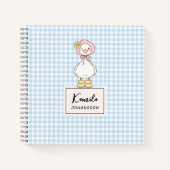 Carnet Nommé Canard Rose Coquette Script Personnalisé (Devant)
