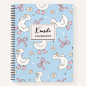 Carnet Nommé Script Personnalisé Carreau Rose Coquette (Devant)