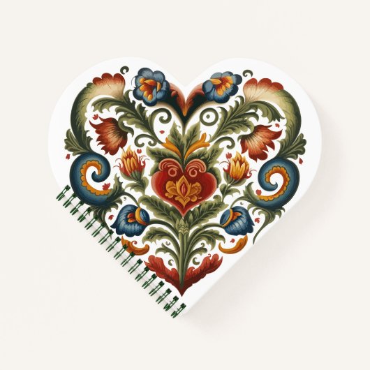 Carnet Norvégien Rosemaling Folk Art Heart (Devant)