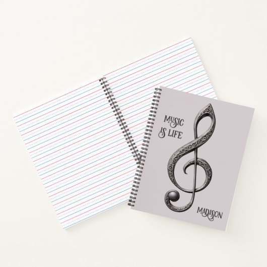 Carnet Note de clic musicale de texte personnalisé (Intérieur)