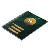Carnet 💚 Note de société en marbre doré avec fond émerau (Côté gauche)