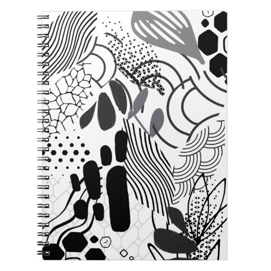 Carnet Note graphique abstraite noir et blanc et dégradé (Devant)