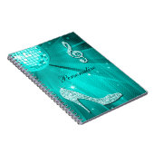 Carnet Note turquoise scintillante de musique et talon (Côté Droit)