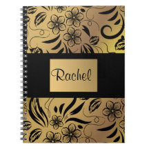 Notebook à motifs floraux d'or et de noir n'import