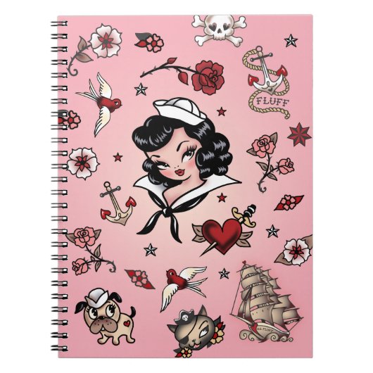 Carnet Notebook de voile suzy à la lueur rose (Devant)