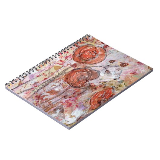 Carnet Notebook featuring mixed media floral art. (Côté gauche)