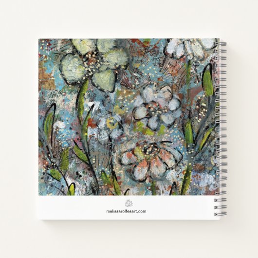 Carnet Notebook featuring mixed media floral artwork  (Dos)