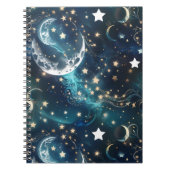 Carnet Notebook – Luxury Icy Blue Celestial Moon Phases (Devant)
