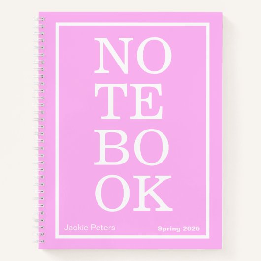 Carnet "NOTEBOOK" Moderne Grand Format Rose Bubble (Devant)