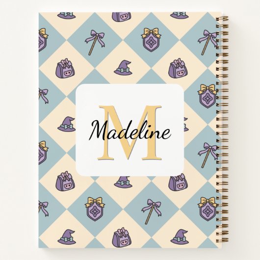 Carnet Notebook Name Magic Academy Wizard School Blue (Dos)