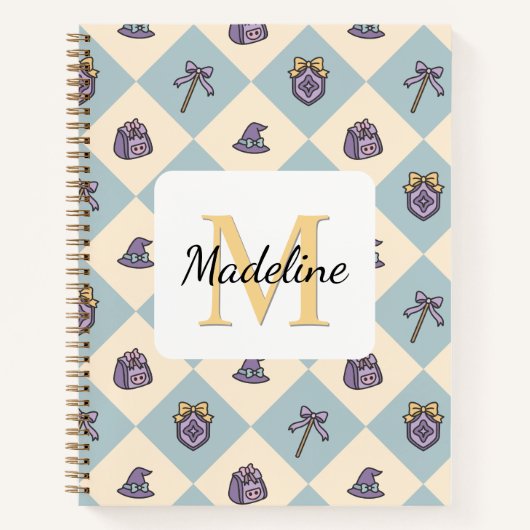 Carnet Notebook Name Magic Academy Wizard School Blue (Devant)