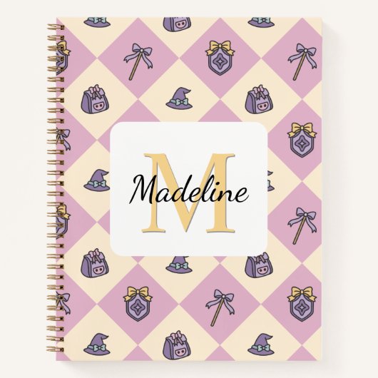 Carnet Notebook Name Magic Academy Wizard School Pink (Devant)