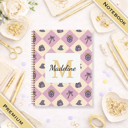 Carnet Notebook Name Magic Academy Wizard School Pink