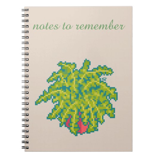 Carnet Notes à rédiger, Fern, navigation, pixel art (Devant)