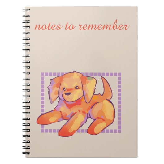 Carnet Notes à retenir, chiot golden retriever (Devant)