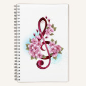 Carnet Notes de clef musicale en treble avec des fleurs S (Recto)