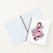 Carnet Notes de clef musicale en treble avec des fleurs S (Intérieur)