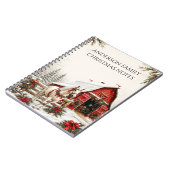 Carnet Notes de ferme rouge Noël cheval blanc | (Côté gauche)