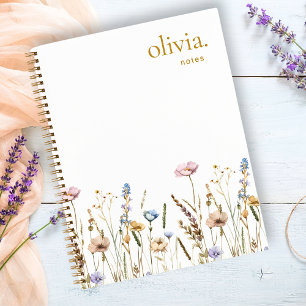 Carnet Notes de feuillet Fleur sauvage de champ aquarelle