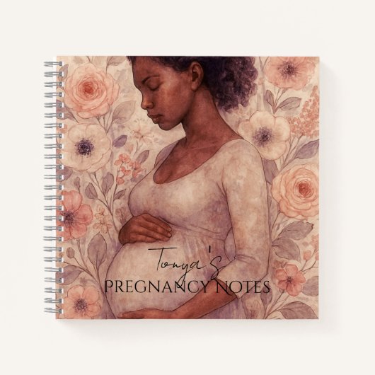 Carnet Notes de grossesse, femme enceinte noire (Devant)