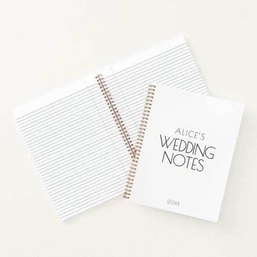 Carnet Notes de Mariage minimaliste blanc (Intérieur)