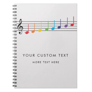 Carnet Notes de musique arc-en-ciel personnalisées Élégan