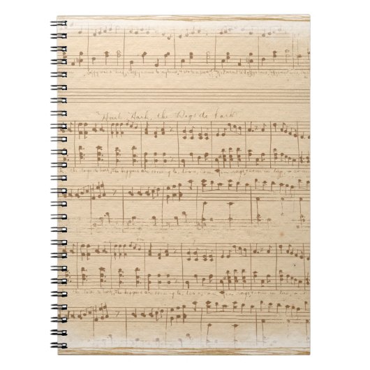 Carnet notes de musique beige vintage (Devant)