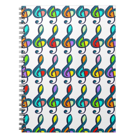 Carnet notes de musique clave de couleur motif (Devant)