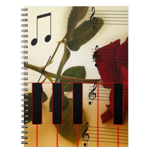 Carnet Notes de musique Clavier Red Rose Blossom Destiny (Devant)